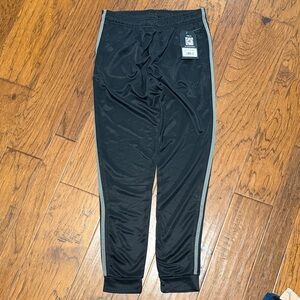 Kids Black Joggers with Gray Stripes